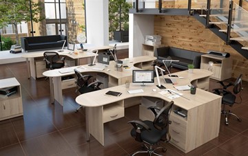Офисный комплект мебели SIMPLE с эргономичными столами, тумбами, шкафами в Саратове - предосмотр 2